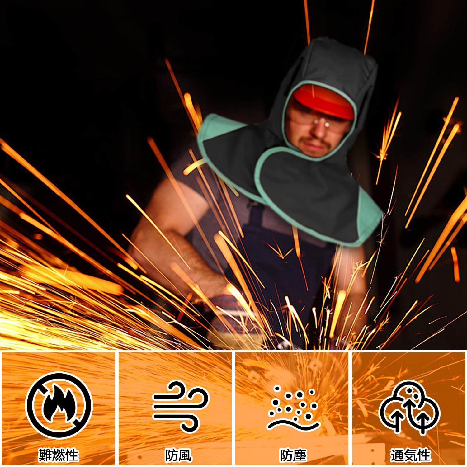 Amazon | ADOFUN通気性溶接フード 溶接頭巾 溶接帽子 ネックショルダー